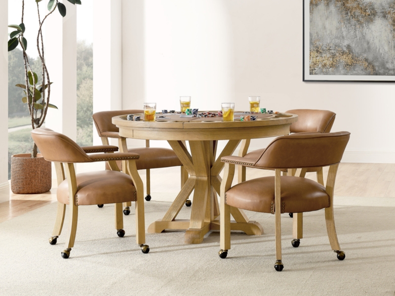 Rylie Steve Silver Furniture 50'' 8 - Player Foldable Poker Table with Chairs