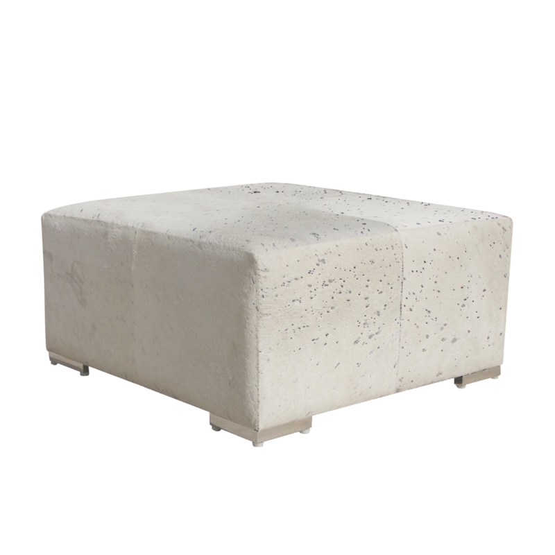 Safari Cowhide Upholstered Ottoman