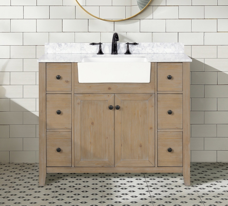 Sally 42'' Single Bathroom Vanity with Marble Top