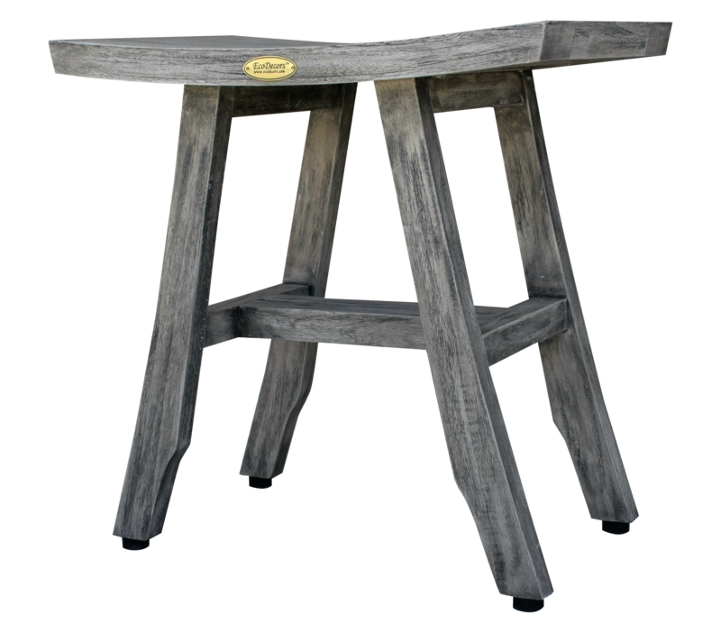 Satori 18 in. W x 12 in. D Teak Shower Bench in Coquina Gray