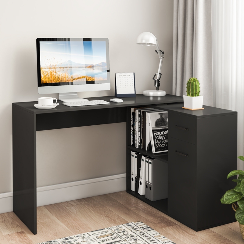 Selena L-Shaped Computer Desk With 4 Storage