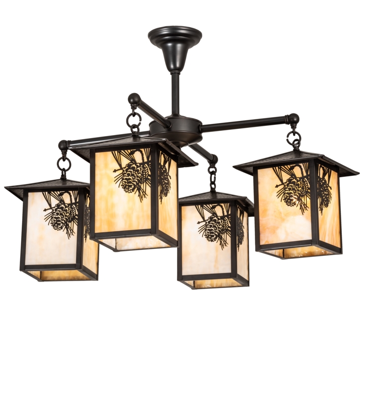 Seneca Winter Pine 4 - Light Dimmable Square / Rectangle Chandelier