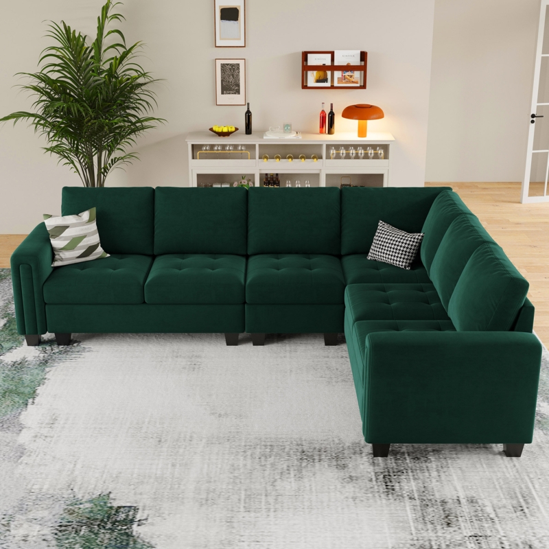 Shaylinn 5 - Piece Upholstered Sectional Velvet Modular Corner L Shaped Sofa 5-Seat 18.5'' H Couch