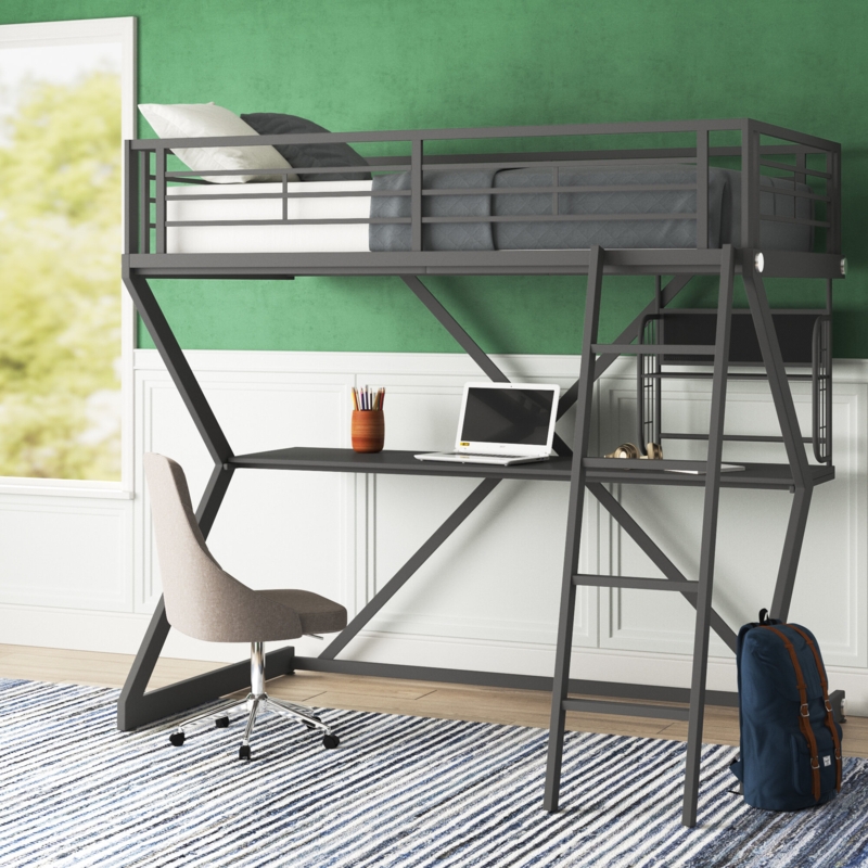 Metal Bunk Bed With Desk