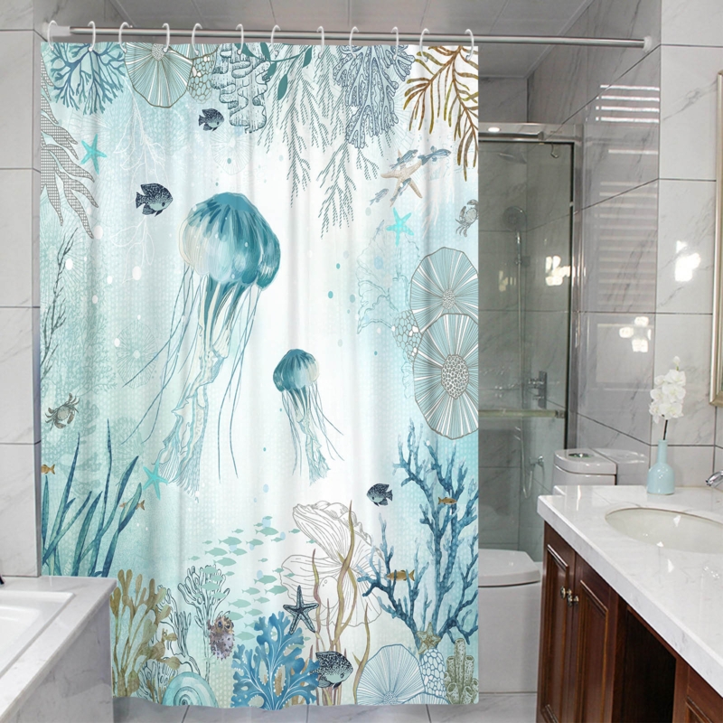 Shower Curtain with Hooks Included