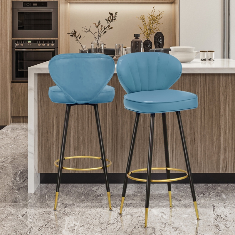 Sibdon Faux Leather Upholstered Pub High Bar Stools Dining Chairs with Backrest (Set of 2)
