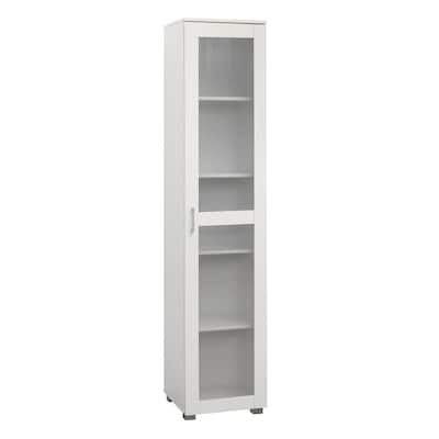 Signature Home SignatureHome Romero White Finish 73" In. H Curio Storage Cabinet with 5 shelves behind doors. Dimension (16Lx16Wx73H)