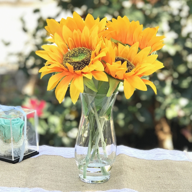Silk Sunflower Arrangement in Vase