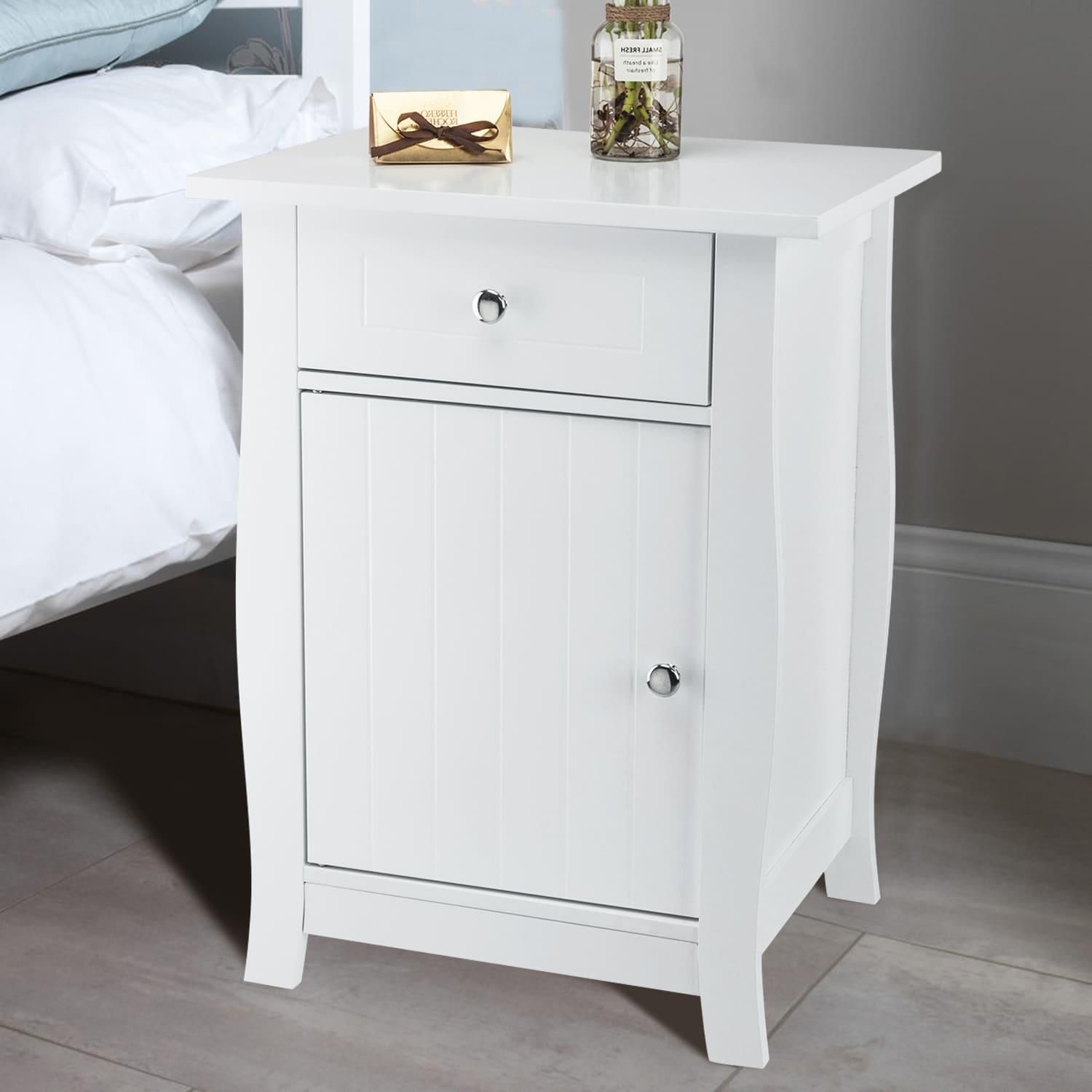 Single Door Bedside Cabinet Nightstand Table with 1 Drawer