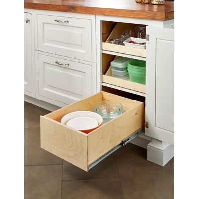 Slide-A-Shelf Made-To-Fit 8 Inch High Box Unit Full Extension Rails w / Soft Closing Feature | 8 H x 22 W x 21.5 D in | Wayfair | Organization