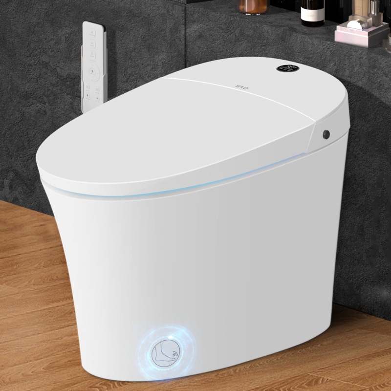 Smart Bidet Toilet Built in Tank, Chair Height, Auto Open/Close Lid, Elongated One Piece Toilet