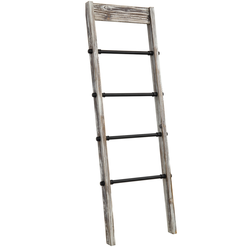 Solid Wood 4-Bar Towel Ladder Stand