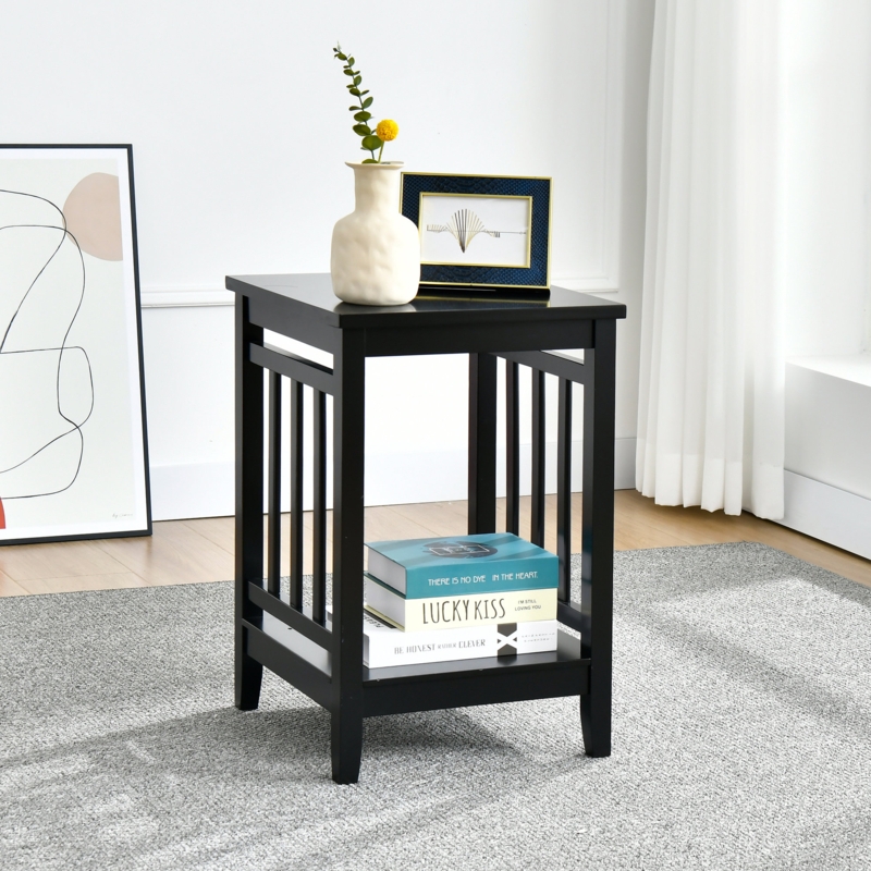 Solid Wood End Table with Storage