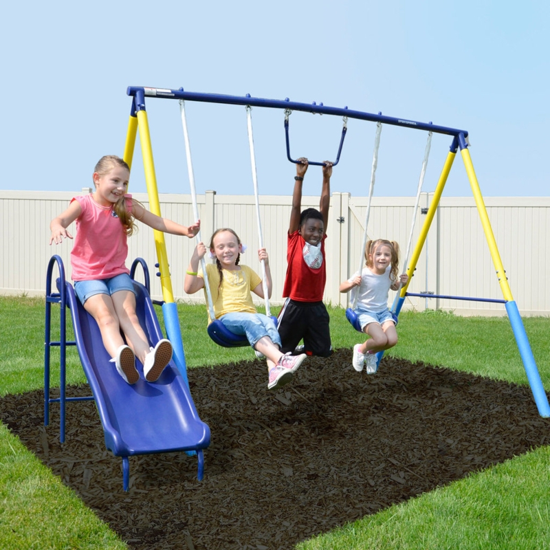 Sportspower Fun Outdoors My First Metal Swing Set with Lifetime Warranty on Slide