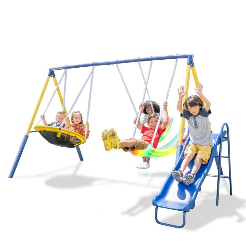 Sportspower Starlight Metal Swing Set with LED Light Up Swings and Anchor Kit