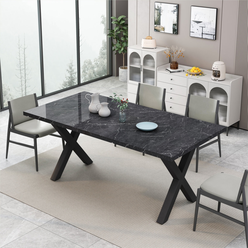 Square Dining Table with Printed Marble Table Top