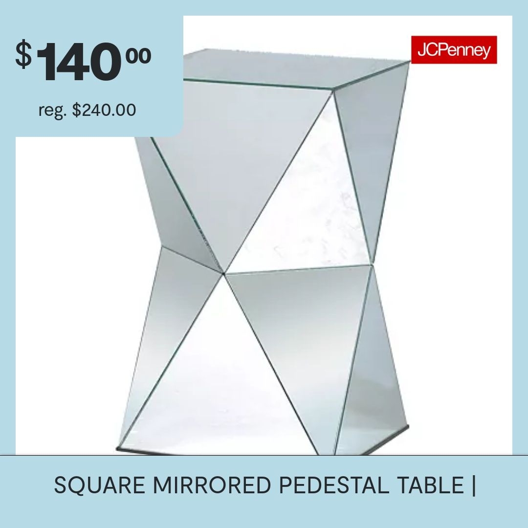 Square Mirrored Pedestal Table | One Size | Accent Tables Console Tables | Transparent|Mirrored|Quick Ship