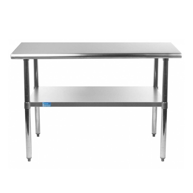 Stainless Steel Prep Table. 18 Gauge Metal Work Table with Undershelf. NSF