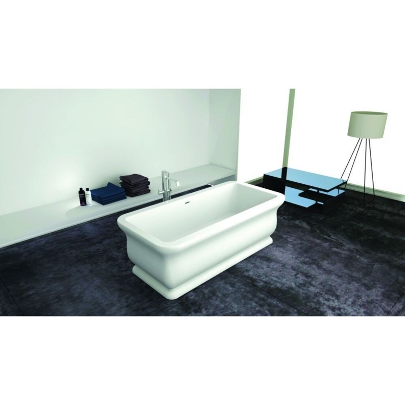 Studio Cierra 71'' x 33.5'' Freestanding Soaking Resin Stone Bathtub