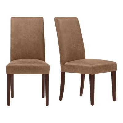 StyleWell Groston Chocolate Finish Upholstered Dining Chair with Camel Seat (Set of 2) (39.00 in. H x 18.90 in. W x 23.80 in. D), Camel/Chocolate