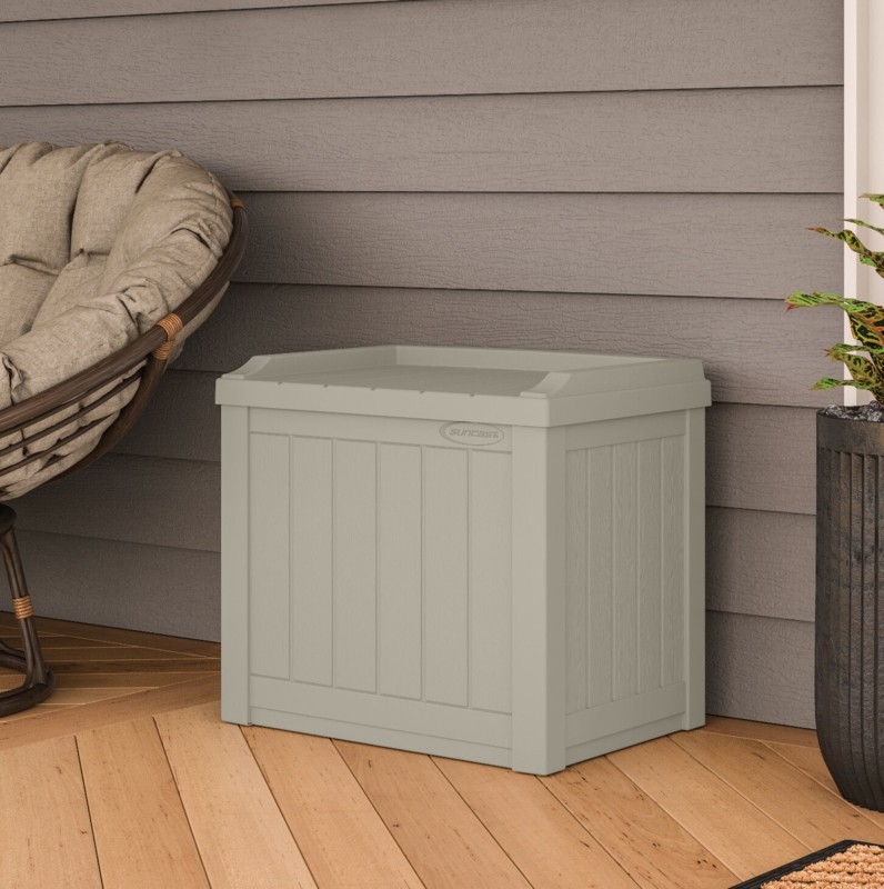 Suncast 22 Gallon Water Resistant Deck Box with Storage Seat