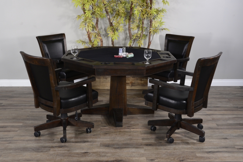 Sunny Designs 53'' 8 - Player Mahogany Foldable Poker Table with Chairs