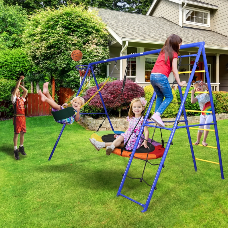 Swing Set with Climbing Ladder, Net
