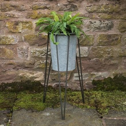 Tall galvanised planter with stand (20cm pot)