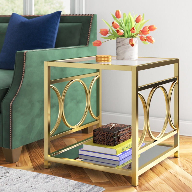 Taoran Glass Top End Table