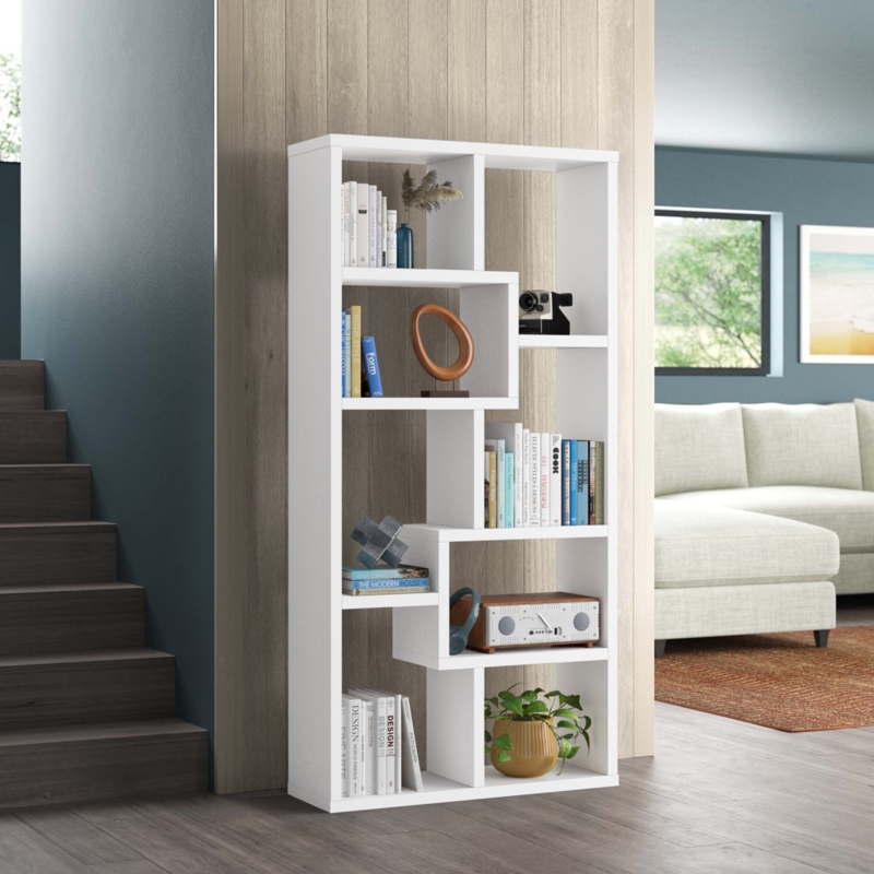 Tello 10-shelf Geometric Bookcase