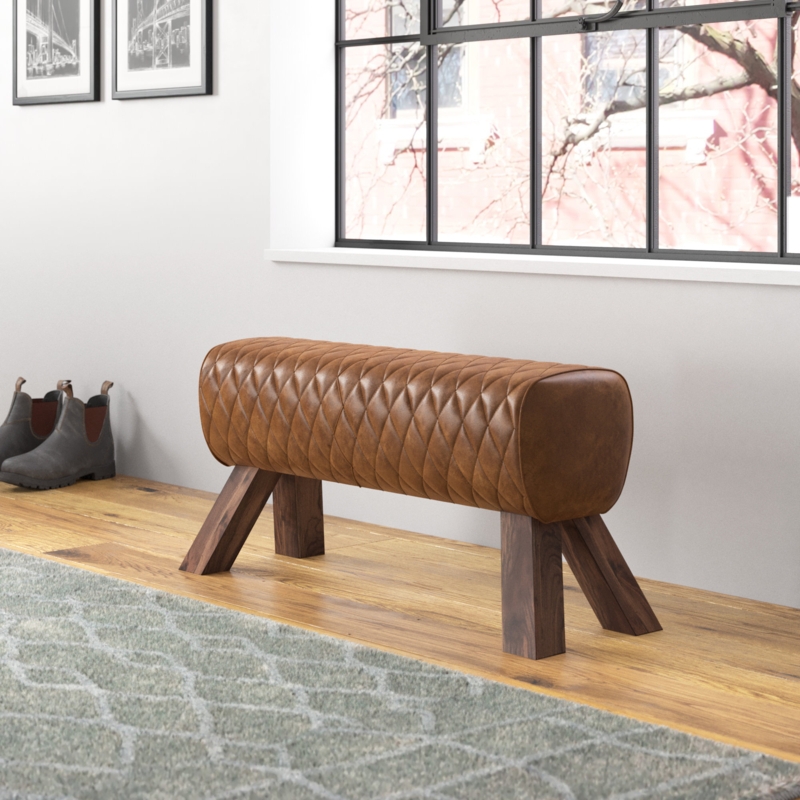 Toby Genuine Leather Upholstered Bench
