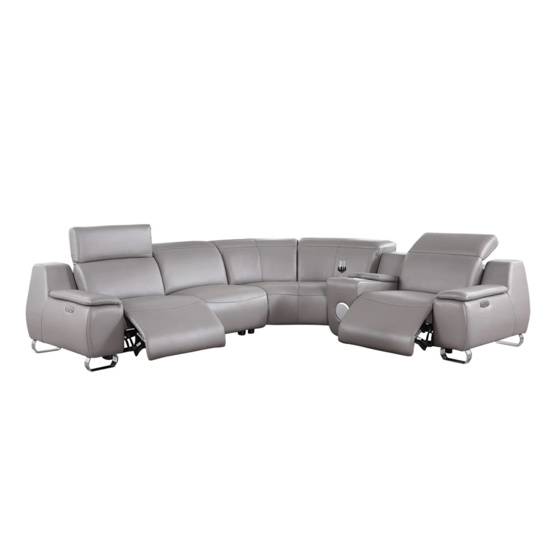 Top Genuine Cowhide Leather Multifunction Living Room Power Sectional