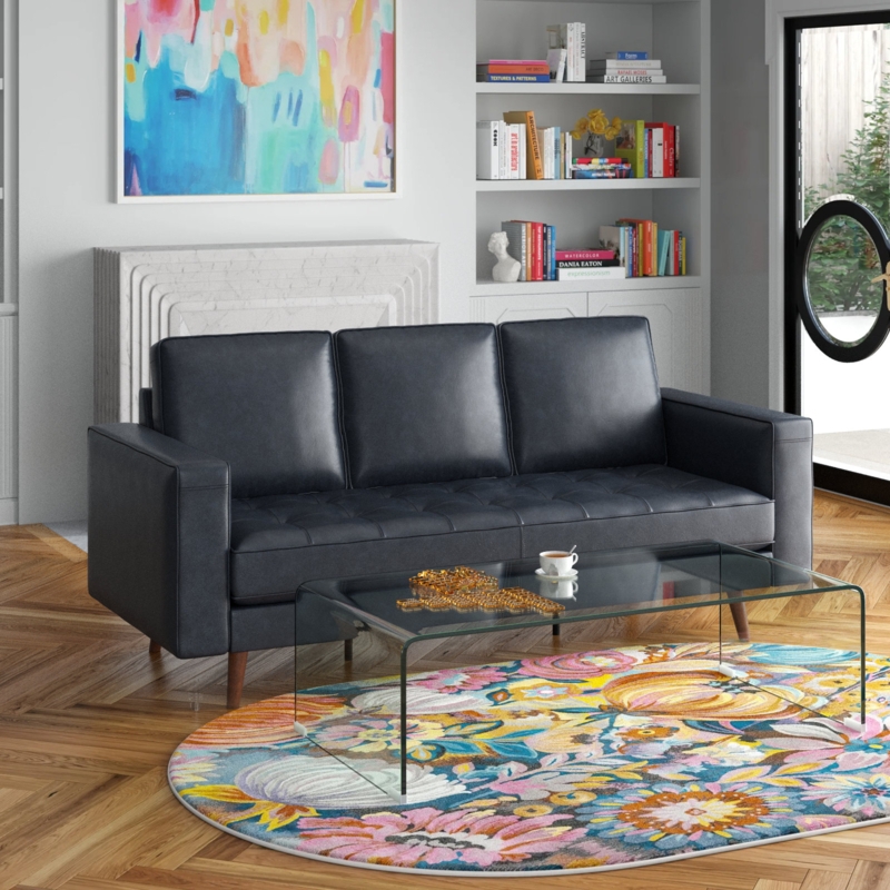 Toulouse 82" Genuine Leather Square Arm Sofa