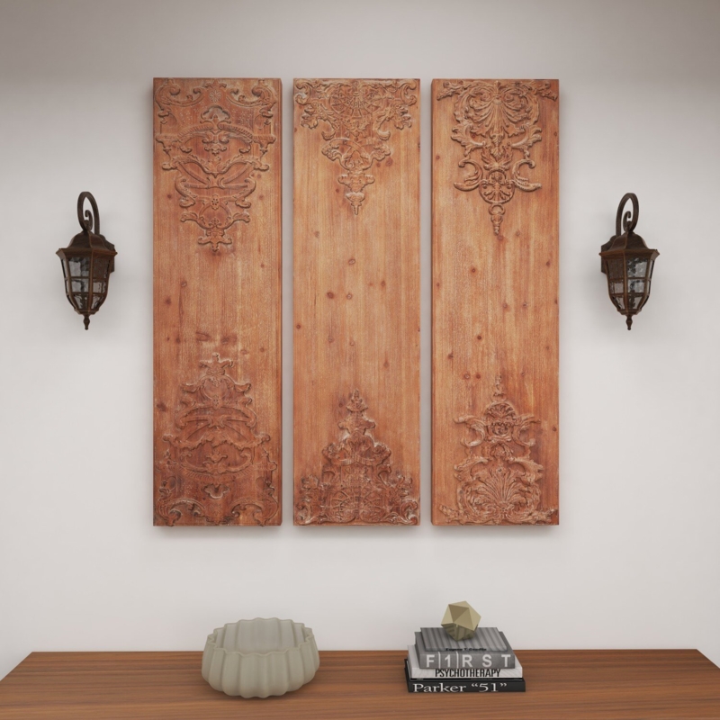 Traditional Plants & Flowers Wall Decor on Solid Wood