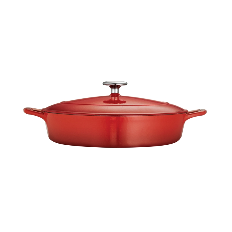 Tramontina 4 Qt. Enameled Cast Iron Round Gourmet Braiser with Lid