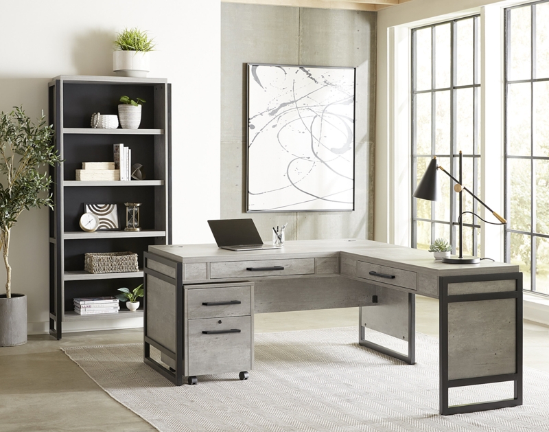 Triche L-Shaped Desk with Built-in Outlets