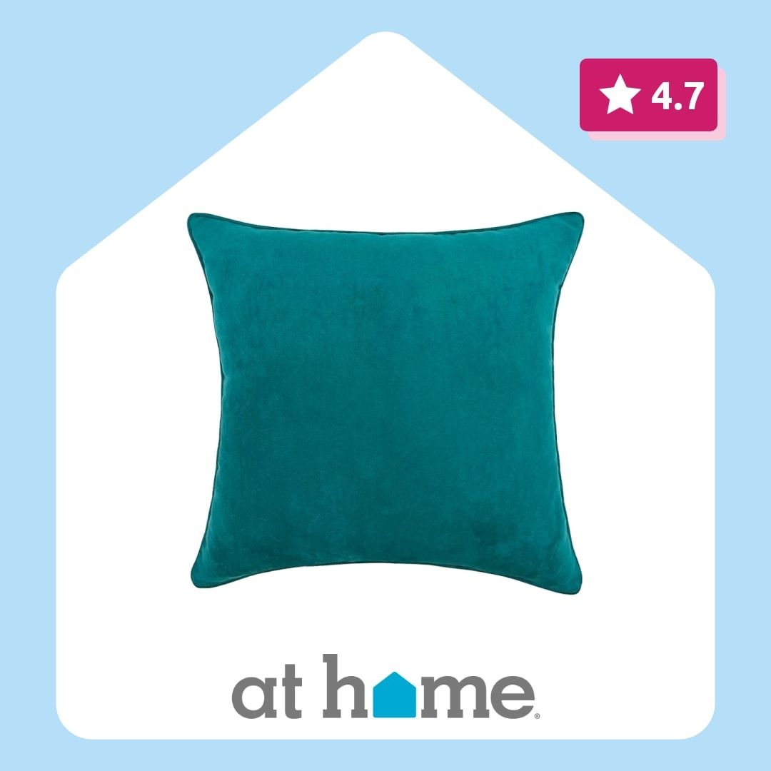 Turquoise Faux Suede Throw Pillow, 18"