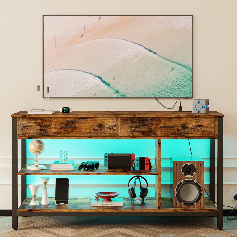 TV Stand for 55 Inch TV with Power Outlet