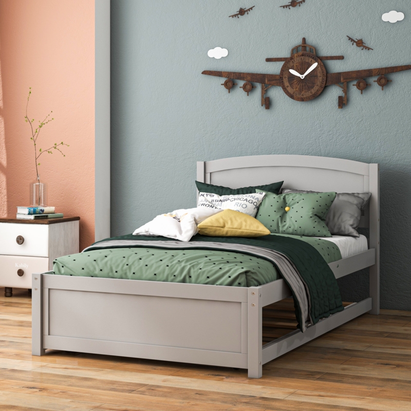 Twin Solid Wood Platform Bed with Trundle