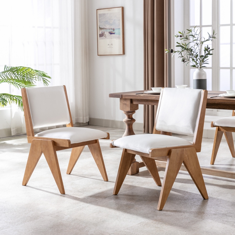 Upholstered Modern Kitchen & Dining Room Chairs With Solid Wood Frame/Curved Backrest (Set of 2)