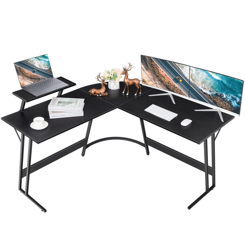 Vanesa 51.18'' L Shaped Corner Computer Desk Home Office Desk with Monitor Stand