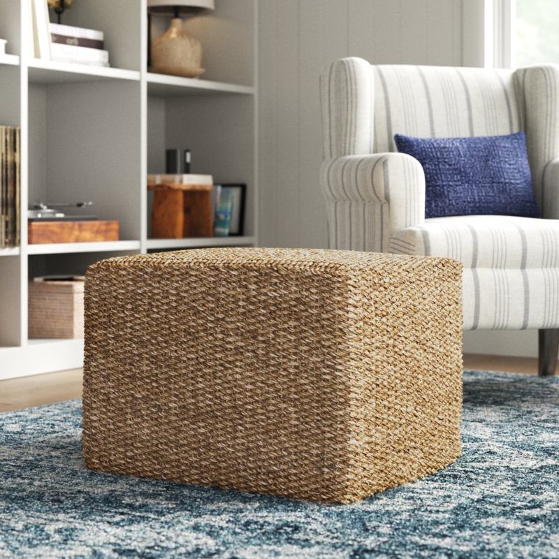 Varney Wicker Outdoor Ottoman with Sunbrella Cushion