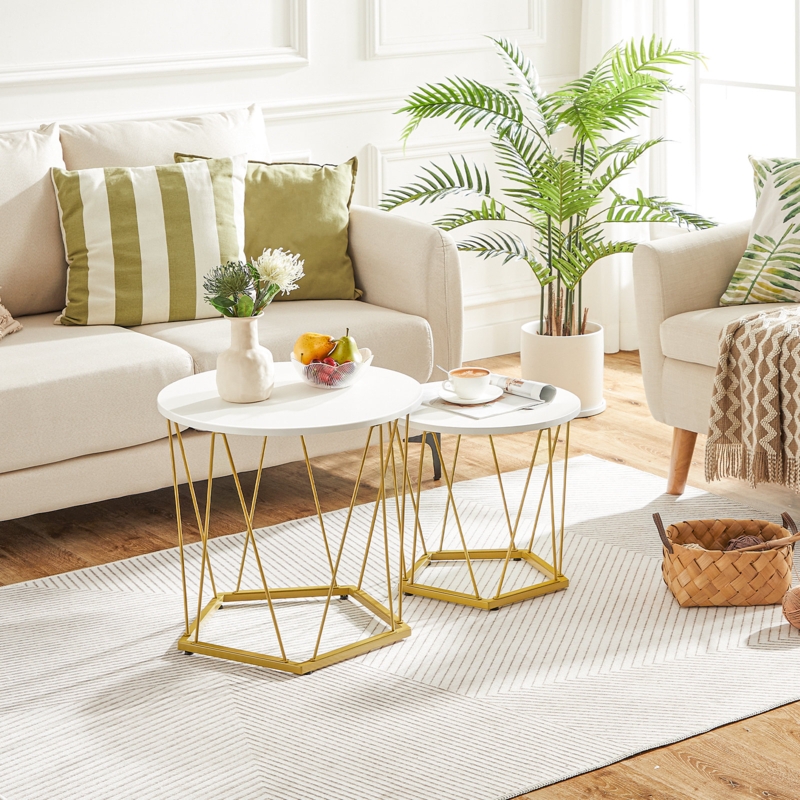 Verjean Round Nesting Tables White Coffee End Tables
