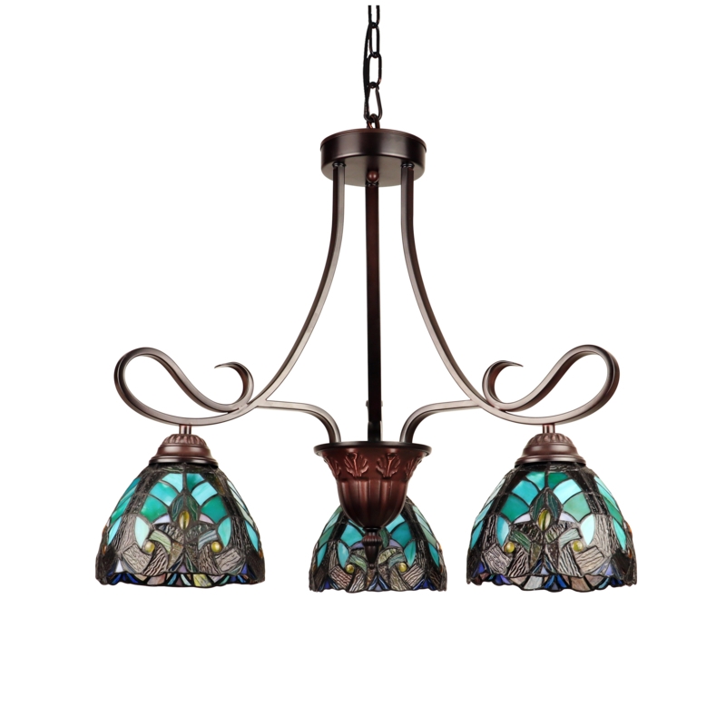 Victorian 3 - Light Glass Dimmable Classic / Traditional Chandelier