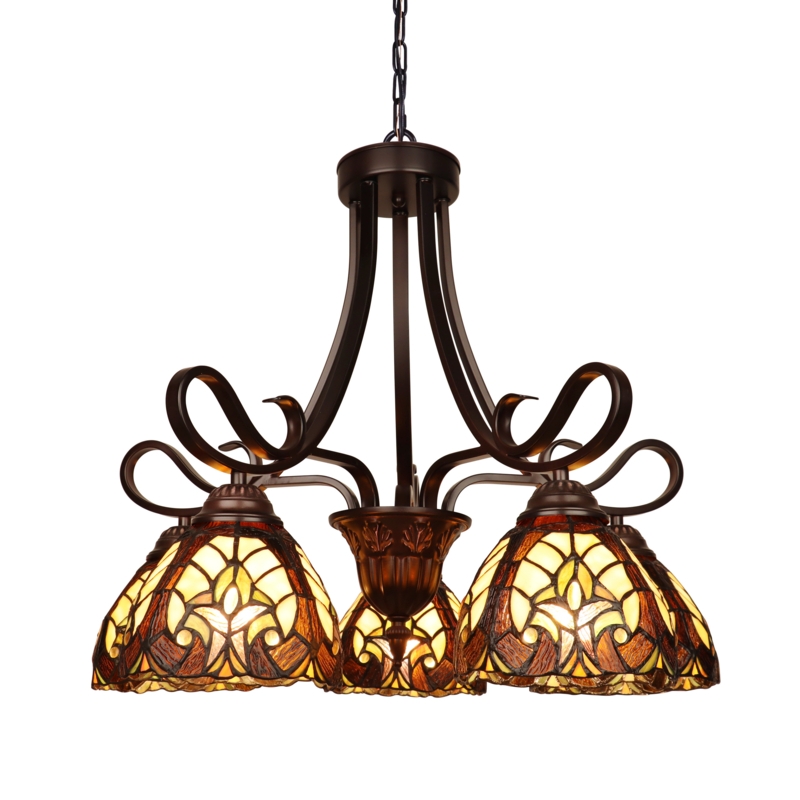 Victorian 5 - Light Glass Dimmable Classic / Traditional Chandelier