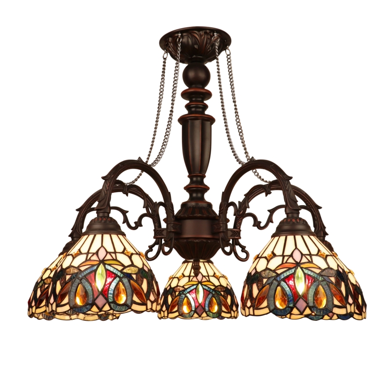 Victorian 5 - Light Glass Dimmable Classic / Traditional Chandelier