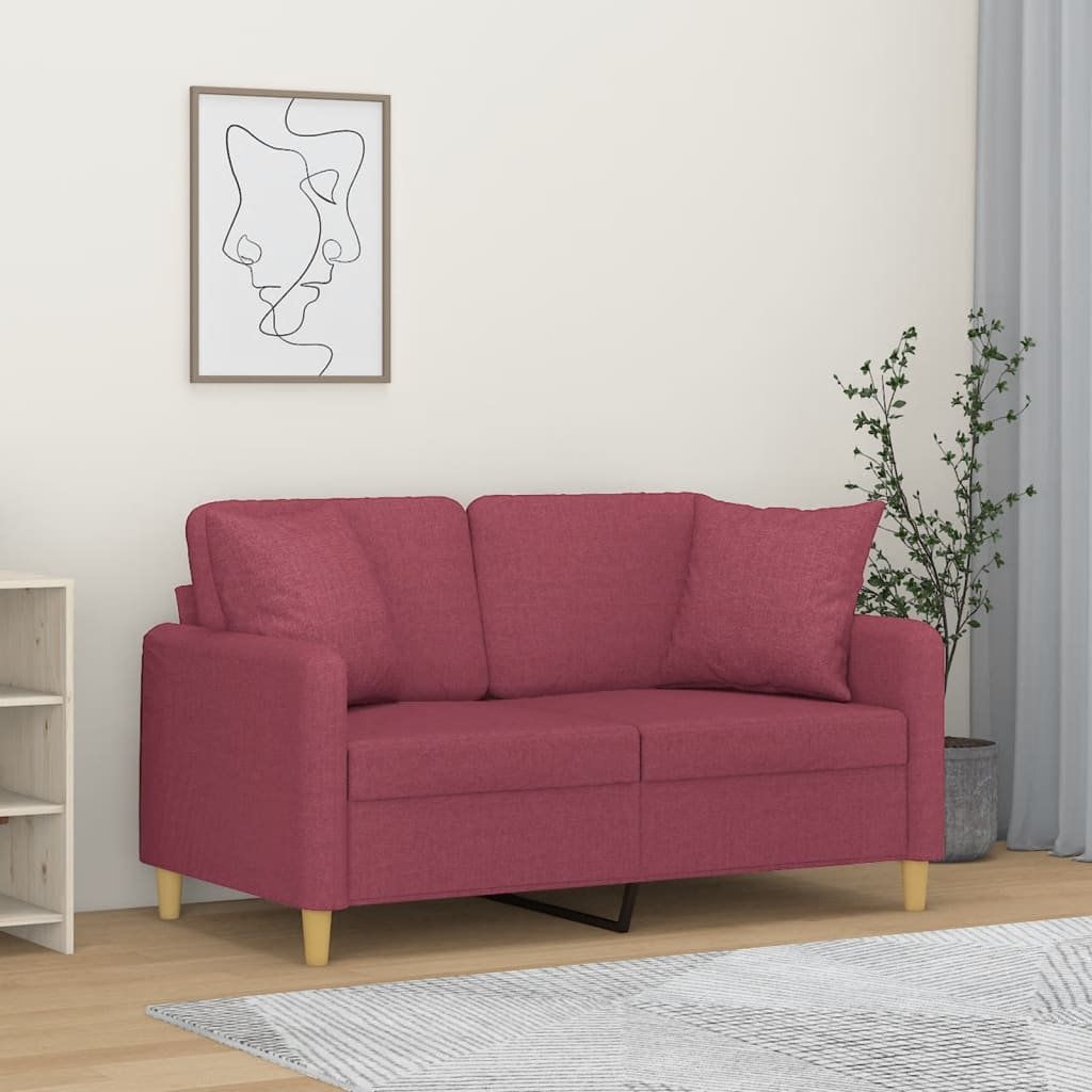 Vidaxl 2-Sitzer-Sofa Mit Zierkissen Hellgrau 120 Cm Stoff 3200901