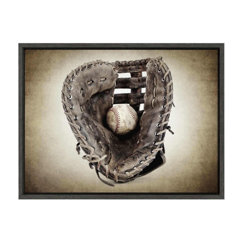 'Vintage Baseball Glove' by Shawn St.Peter- Floater Frame Graphic Art Print on Canvas