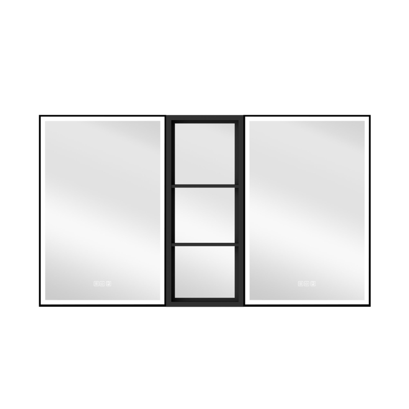 Wailyn 30 in. H Recessed or Surface Wall Mounted LED Mirror Cabinet With Black Side Cabinet