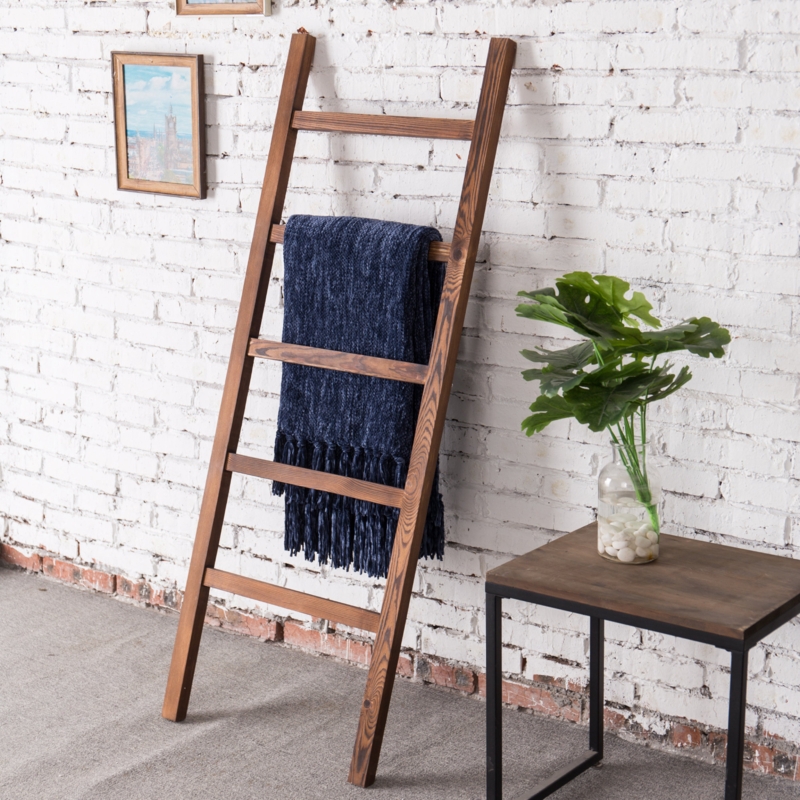 Wall Leaning Wood Bathroom Towel Rack Bars